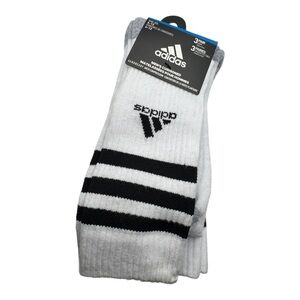 Adidas Men’s 3-Stripe Cushioned Crew Socks 3-Pair White/Black Size 6–12